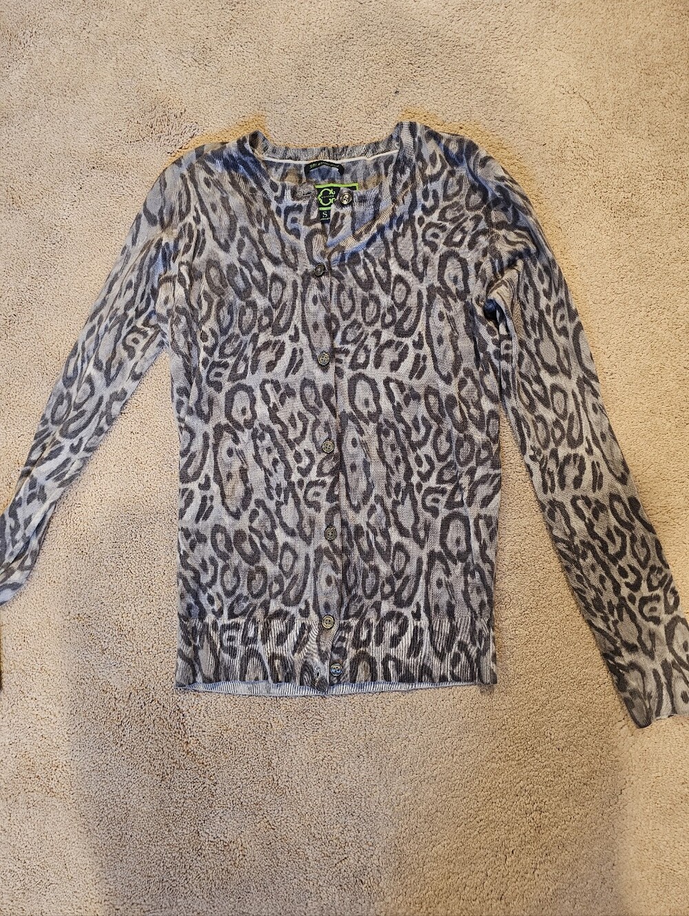 C Wonder Animal Print Merino Wool Cardigan